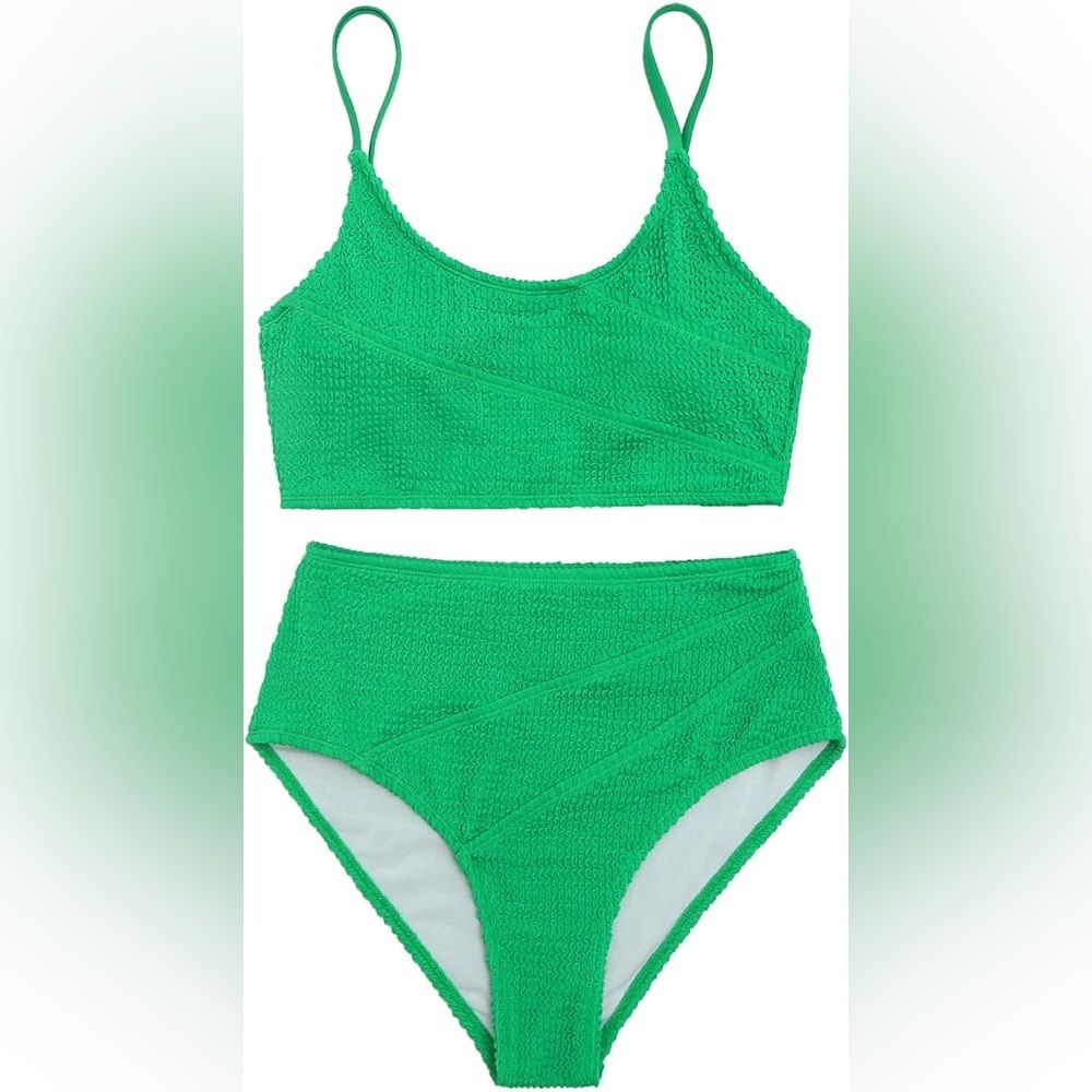 Two Piece Spaghetti Strap Athletic Swimsuit Sexy Tummy Flattering